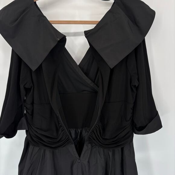Jessica Howard Dress Plus Size 18W Black Taffeta Tulle Portrait Party Formal - Picture 8 of 11